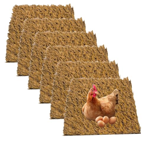 Mucee Hühner-Nistunterlagen, 30,5 x 30,5 cm, waschbar, künstliches Strohgras, Nistkasteneinlagen für Hühnerstall, dicke, wiederverwendbare Kunstrasen-Pads zum Eierlegen, anpassbare Stall-Bettwäsche von Mucee