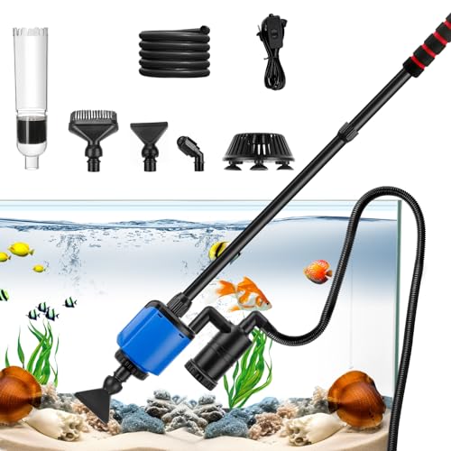 Mulmsauger Aquarium Elektrisch, Aquarium Sauger 6 in 1 Aquarium Reinigungsset für Aquarium, Mit 6 Funktionellen Bürstenköpfen Mulmsauger Aquarium 36W für Wasserwechsel und Bodengrund Reinigen (Blau) von Mucek