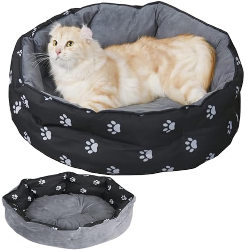 Mucola Katzenbett waschbar Katzenschlafplatz mit zweiseitigem Kissen Hundesofa Ø60cm Haustierbett für Katzen und kleine Hunde Hundekissen Katzenkörbchen mit rutschfestem und wasserabweisendem Boden von Mucola