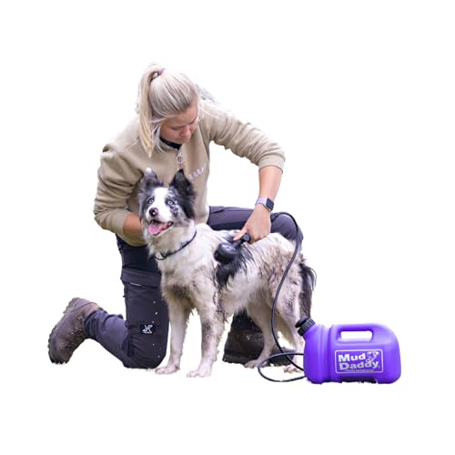 Mud Daddy Tragbare Haustier-Waschmaschine, Mehrzweck-Waschgerät, schlammige Spaziergänge, Haustierreinigung, Fellpflege, perfekt für Hunde, Pferde, Fahrräder, Schuhe, Camping und mehr – 5 Liter – Lila von Mud Daddy
