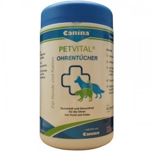 Canina Pharma PETVITAL Ohrentücher 120 Stück, Hundepflege, Tierpflege von Mühlan Zoobedarf