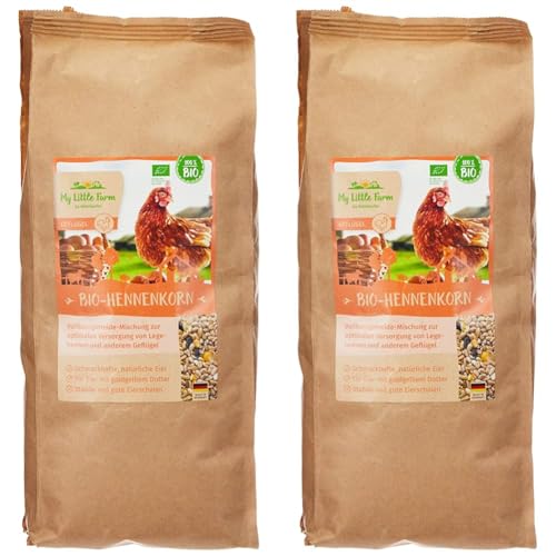 Mühldorfer My Little Farm Bio-Hühnerkorn, 2 kg, Bio-Körnerfutter für Hühner, ideal für Legehennen und andere Geflügel, naturgesunde Vollkornmischung, vitalstoffreich (Packung mit 2) von Mühldorfer My Little Farm