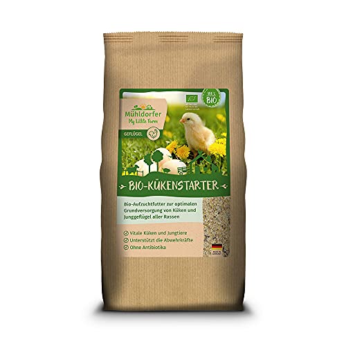 My Little Farm Bio-Kükenstarter, 2 kg, Aufzuchtfutter für Küken und Junggeflügel aller Rassen, optimale Grundversorgung für vitale Tiere, ohne Antibiotika, höchste Akzeptanz, keine Futterselektion von Mühldorfer My Little Farm