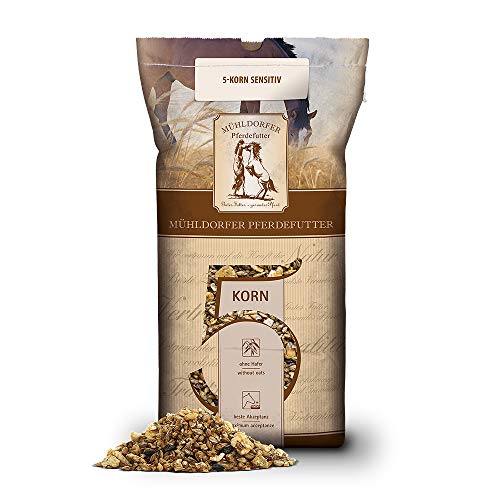 Mühldorfer 5-Korn sensitiv, 20 kg, naturreines Vollkornmüsli, Futter ohne synthetische Vitalstoffe, ideal für sensible Pferde von Mühldorfer Pferdefutter