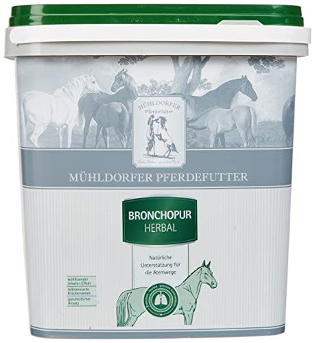 Mühldorfer Pferdefutter Mühldorfer Bronchopur Herbal - 1,8 kg - Fördert das Abhusten - Beruhigt Atemwege - Wohltuender Inhalier-Effekt von Mühldorfer Pferdefutter