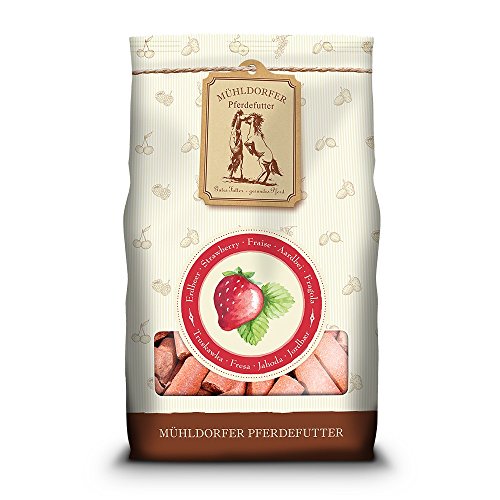 Mühldorfer Erdbeer Leckerli, 1 kg, Leckerlis für Pferde, Belohnungsfutter mit Erdbeergeschmack, bröckeln, schmieren und kleben nicht Mühldorfer Erdbeer Leckerli, 1 kg, Leckerlis für Pferde, Belohnungsfutter mit Erdbeergeschmack, bröckeln, schmieren und kleben nicht von Mühldorfer
