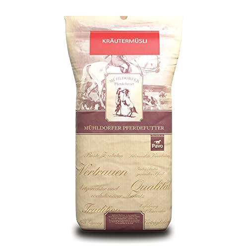 Mühldorfer Kräuter Müsli - 20 kg - Bei Husten und Atemwegbeschwerden - Wertvolle Kräutermischung, 20 kg (1er Pack) von Mühldorfer Pferdefutter