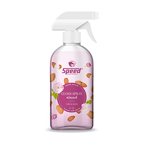SPEED Gloss-Spray ALMOND, Schweif- und Mähnenspray für Pferde, mit zartem Mandelduft, ultraleichte Kämmbarkeit, Perlglanzeffekt, minimiert Haarbruch (0,5 l) von Speed horsecare with passion EST. 1963