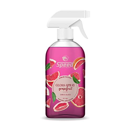 Speed Gloss-Spray Grapefruit, Schweif- und Mähnenspray für Pferde, mit fruchtigem Grapefruitduft, ultraleichte Kämmbarkeit, Perlglanzeffekt, minimiert Haarbruch (0,5 l) Speed Gloss-Spray Grapefruit, Schweif- und Mähnenspray für Pferde, mit fruchtigem Grapefruitduft, ultraleichte Kämmbarkeit, Perlglanzeffekt, minimiert Haarbruch (0,5 l) von Speed horsecare with passion EST. 1963