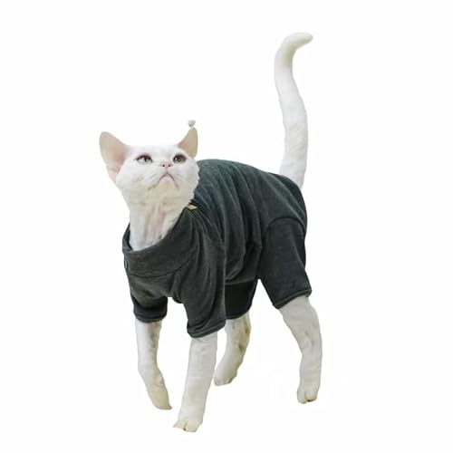 Muejjur Sphynx Katzenpullover - Doppel-Fleece-Rollkragenpullover mit Bauch-Wickelschutz, weiche Stretch-Winterkleidung für haarlose Katzen, Indoor-Kätzchenbekleidung, Grau, XS Muejjur Sphynx Katzenpullover - Doppel-Fleece-Rollkragenpullover mit Bauch-Wickelschutz, weiche Stretch-Winterkleidung für haarlose Katzen, Indoor-Kätzchenbekleidung, Grau, XS von Muejjur