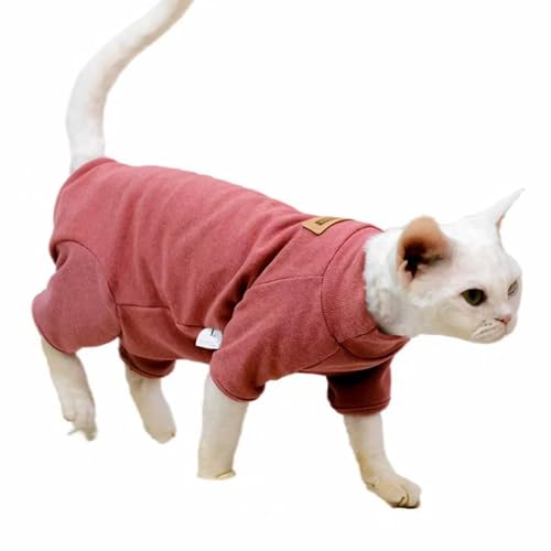 Muejjur Sphynx Katzenpullover - Doppel-Fleece-Rollkragenpullover mit Bauchwickelschutz, weiche Stretch-Winterkleidung für haarlose Katzen, Indoor-Kätzchenbekleidung, Rot, M Muejjur Sphynx Katzenpullover - Doppel-Fleece-Rollkragenpullover mit Bauchwickelschutz, weiche Stretch-Winterkleidung für haarlose Katzen, Indoor-Kätzchenbekleidung, Rot, M von Muejjur