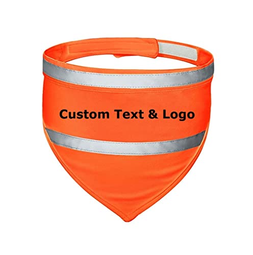 Muka Personalisierbares Bedrucktes Haustier-Halstuch Reflektierend Hundehalstuch mit Individuellem Text und Logo-Orange-M von Muka
