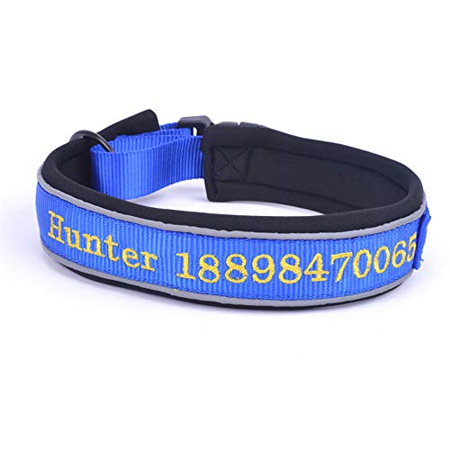 Muka Reflektierendes Hundehalsband mit weichem Neopren gepolstert, für Jungen und Mädchen, Blau, XL von Muka