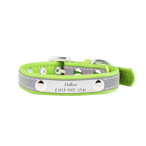 Muka Reflektierendes Katzen- und Hundehalsband mit Namensschild, graviert, verstellbar, Polyurethan, langlebig, für Katze und Hund, Grün, Größe M Muka Reflektierendes Katzen- und Hundehalsband mit Namensschild, graviert, verstellbar, Polyurethan, langlebig, für Katze und Hund, Grün, Größe M von Muka
