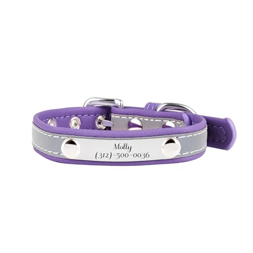 Muka Reflektierendes Katzen- und Hundehalsband mit Namensschild, graviert, verstellbar, Polyurethan, langlebig, für Katze und Hund, Violett, Größe S Muka Reflektierendes Katzen- und Hundehalsband mit Namensschild, graviert, verstellbar, Polyurethan, langlebig, für Katze und Hund, Violett, Größe S von Muka
