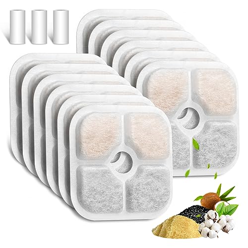 Cat Water Fountain Filter, 12-Pack Pet Fountain Filter Replacement Compatible with 2L/2.5L Cat Drinking Fountain, Replacement Triple Action Water Filter Activated Carbon Filter, 3 Hoses Cat Water Fountain Filter, 12-Pack Pet Fountain Filter Replacement Compatible with 2L/2.5L Cat Drinking Fountain, Replacement Triple Action Water Filter Activated Carbon Filter, 3 Hoses von Mukkela