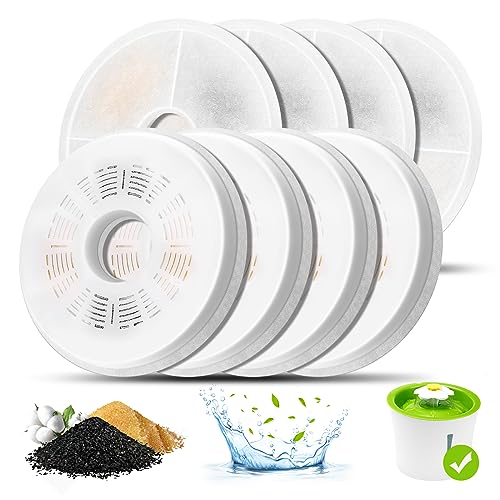 Cat Water Fountain Filters, 8 Pack Triple Action Water Fountain Filter, Replacement Cat Drinking Fountain Filters, Activated Carbon Filter Compatible with 3L Flower Pet Water Dispenser Fountain Cat Water Fountain Filters, 8 Pack Triple Action Water Fountain Filter, Replacement Cat Drinking Fountain Filters, Activated Carbon Filter Compatible with 3L Flower Pet Water Dispenser Fountain von Mukkela