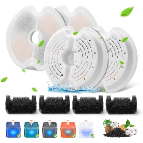 Filter für Katzenbrunnen, 4 Stück Ersatzfilter Trinkbrunnenfilter für Katzenbrunnen 67oz/2L mit LED-Nachtlicht, 4 Stück Ersatzfilter & 4 Stück Vorfilterschwämme für 2L Edelstahl-Brunnen Katzenbrunnen Filter für Katzenbrunnen, 4 Stück Ersatzfilter Trinkbrunnenfilter für Katzenbrunnen 67oz/2L mit LED-Nachtlicht, 4 Stück Ersatzfilter & 4 Stück Vorfilterschwämme für 2L Edelstahl-Brunnen Katzenbrunnen von Mukkela