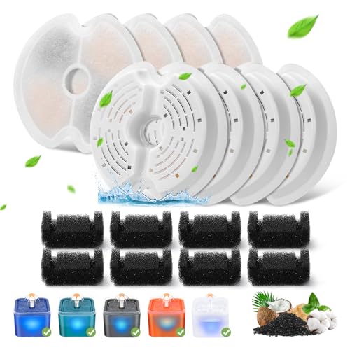Filter für Katzenbrunnen, 8 Stück Ersatzfilter Trinkbrunnenfilter für Katzenbrunnen 67oz/2L mit LED-Nachtlicht, 8 Stück Ersatzfilter & 8 Stück Vorfilterschwämme für 2L Edelstahl-Brunnen Katzenbrunnen Filter für Katzenbrunnen, 8 Stück Ersatzfilter Trinkbrunnenfilter für Katzenbrunnen 67oz/2L mit LED-Nachtlicht, 8 Stück Ersatzfilter & 8 Stück Vorfilterschwämme für 2L Edelstahl-Brunnen Katzenbrunnen von Mukkela