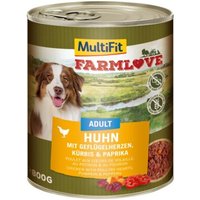 MultiFit Farmlove Adult Huhn, Geflügelherzen 6x800 g von MultiFit