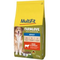 MultiFit Farmlove Trockenfutter Hund Adult, Rind und Spinat 12 kg von MultiFit