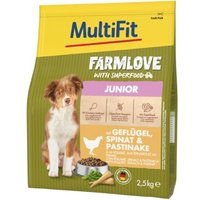 MultiFit Farmlove Trockenfutter Hund Junior, mit Geflügel, Spinat & Pastinake 2,5 kg von MultiFit