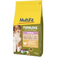 MultiFit Farmlove Trockenfutter Hund Junior, mit Geflügel, Spinat & Pastinake 12 kg von MultiFit