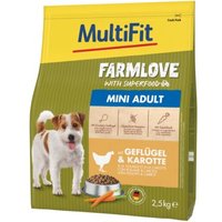 MultiFit Farmlove Trockenfutter Hund Adult, Mini, mit Geflügel & Karotte 2,5 kg  von MultiFit