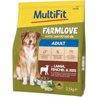 MultiFit Farmlove Trockenfutter Hund Adult, Lamm, Fenchel und Reis 2,5 kg von MultiFit