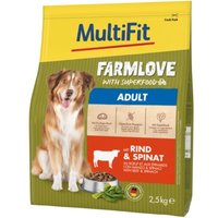 MultiFit Farmlove Trockenfutter Hund Adult, Rind und Spinat 2,5 kg von MultiFit