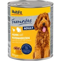 MultiFit Favourites Nassfutter Hund Adult, Huhn mit Putenherzen 6x800 g MultiFit Favourites Nassfutter Hund Adult, Huhn mit Putenherzen 6x800 g von MultiFit