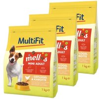 MultiFit Mellos Trockenfutter Hund Adult, Mini, Geflügel und Karotten 3x1 kg von MultiFit