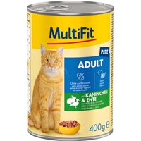 MultiFit Nassfutter Katze Adult, Paté, Kaninchen und Ente 6x400 g von MultiFit