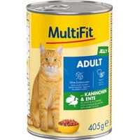 MultiFit Nassfutter Katze Adult, in Gelee, Kaninchen und Ente 24x405 g von MultiFit