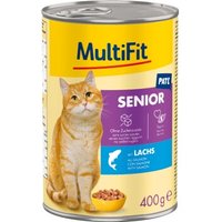 MultiFit Nassfutter Katze Senior, Paté, mit Lachs 6x400 g von MultiFit