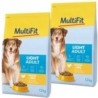 MultiFit Trockenfutter Hund Adult, Light, Huhn mit Reis 2x12 kg von MultiFit