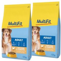 MultiFit Trockenfutter Hund Adult, mit Geflügel & Karotte 2x12 kg von MultiFit
