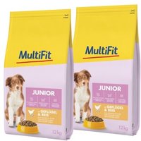 MultiFit Trockenfutter Hund Junior, mit Geflügel & Reis 2x12 kg von MultiFit