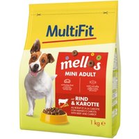 MultiFit Mellos Trockenfutter Hund Adult, Mini, Rind und Karotten 1 kg von MultiFit