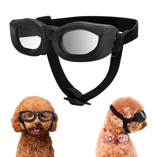 Sonnenbrille für kleine Hunde, Hundebrille mit verstellbarem Riemen, UV-Schutz, Augenschutz, Anti-Beschlag, schneefest, kühle Brille für Welpen, Hunde, Schwarz Sonnenbrille für kleine Hunde, Hundebrille mit verstellbarem Riemen, UV-Schutz, Augenschutz, Anti-Beschlag, schneefest, kühle Brille für Welpen, Hunde, Schwarz von MultiOutools
