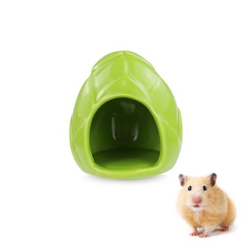 MultiValue Hamsterversteck aus Keramik, Bambus-Shoot-Form, Hamsterhaus, niedliches Meerschweinchenbett, Kleintierversteck für Zwerghamster, Rennmäuse, Mäuse, Goldhamster (Grün, S) von MultiValue