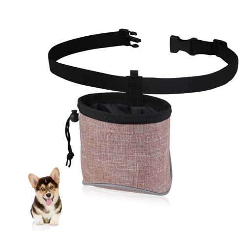 MultiValue Leckerlibeutel für Hundetraining, Oxford-Tuch, Leckerli-Tasche mit verstellbarem Kordelzug, integrierter Kotbeutelspender, Taillen-Gürtelclip (Rosa) von MultiValue