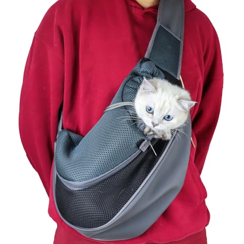 MultiValue Pet Sling Bag, Retractable Buckle Small Pet Sling Bag Comfortable Adjustable Pet Sling Carrier Bag Hand-Free Pet Sling Carrier for Walking Travelling Subway (Black) von MultiValue