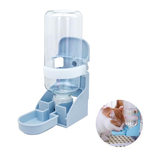 MultiValue Wasserspender für Katzen, Hängende Multifunktions Trinkflasche für Kleintiere 500ml Auslaufsichere Abnehmbare Hundewasserflasche Automatischer Trinkwasserspender für Kaninchen (Blau) von MultiValue