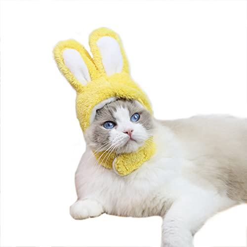 Haustier Hut, Katze Kopfbedeckung Kaninchen Ohr Stirnband Hund Hase Hut Halloween Party Cosplay Kostüm für Katzen Welpen kleine Hunde (gelb) von Mummumi