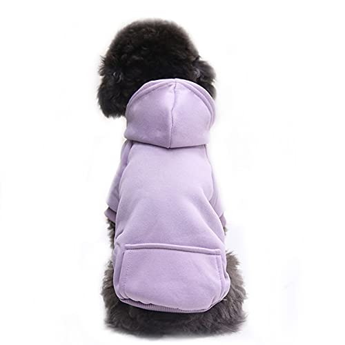 Haustierkleidung, Hunde-Kapuzen-Sweatshirt mit Tasche, Fleece, warm, weich, für Welpen, kleine und mittelgroße Hunde (Größe S, Hellviolett) von Mummumi