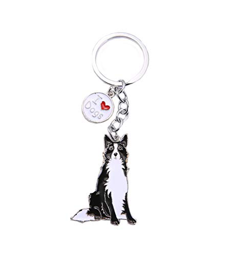 Mummumi Haustier-Schlüsselanhänger, Hundemarke, Schlüsselanhänger, kreativ, hübsch, tragbarer Metall-Schlüsselring, Autoschlüssel, Geschenk (Border Collie) von Mummumi