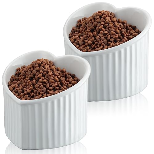 Mumufy Erhöhter Futternapf aus Keramik, geneigt, erhöht, Anti-Erbrechen, für den Innenbereich, stressfrei, Wassernapf für Welpen, Herzform, Perlweiß, 2 Stück Mumufy Erhöhter Futternapf aus Keramik, geneigt, erhöht, Anti-Erbrechen, für den Innenbereich, stressfrei, Wassernapf für Welpen, Herzform, Perlweiß, 2 Stück von Mumufy