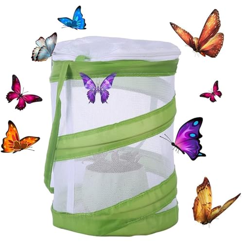 Insekt und Schmetterling Habitat Käfig, Tragbar Faltbar Schmetterlingskäfig Insektenzuchtnetzkäfig, Zusammenklappbarer Zuchtkäfig, für Schmetterlinge Spinnen Würmer Käfer Reptilien, Geschenkidee von Mumusuki