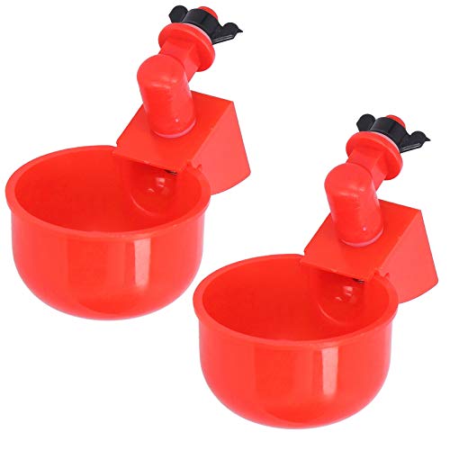 2er-Pack – Vollautomatische Hühner-Wasserbecher, Bewässerung für Vögel, Hühner-Wasserbecher-Tränke-Set, Geflügel-Vogel-Tränkemaschine (rot) von Mumusuki